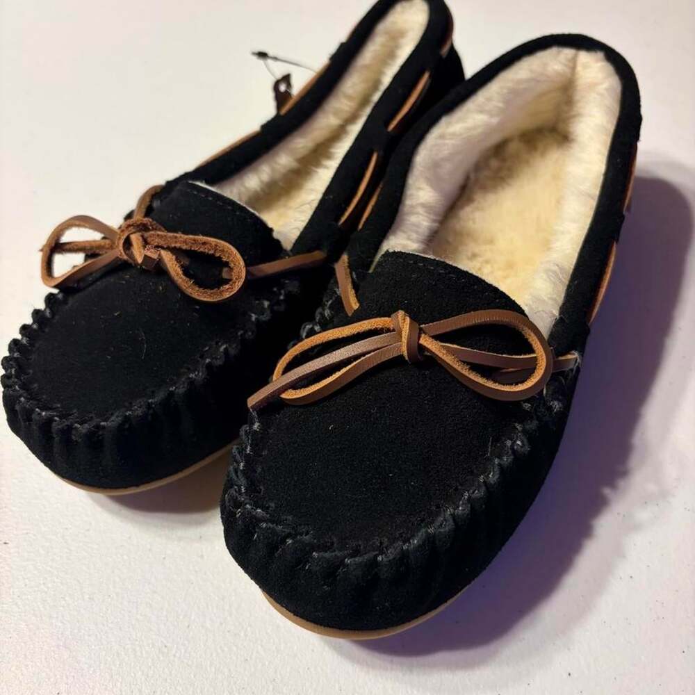 Women's Black and Brown Slippers